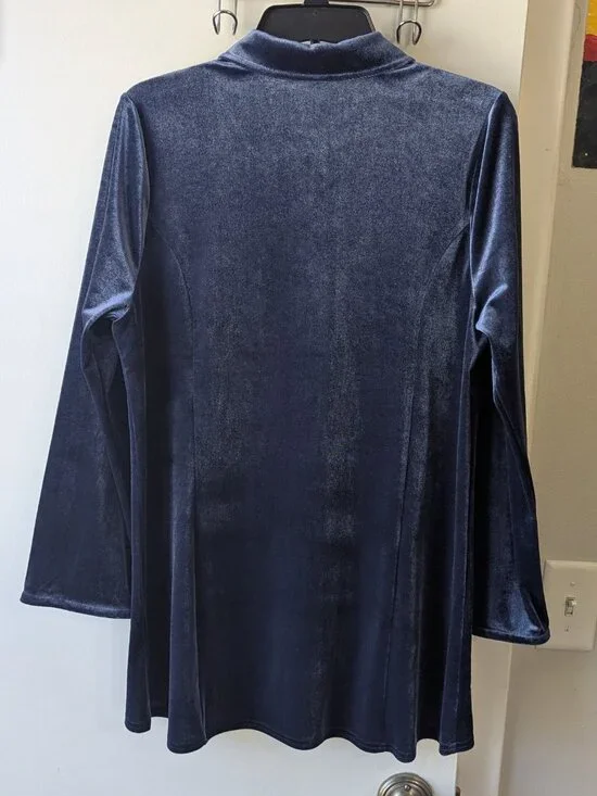 Soft Surroundings Enchanted Velvet Blue Blouse Size Large NWT - Picture 10 of 10